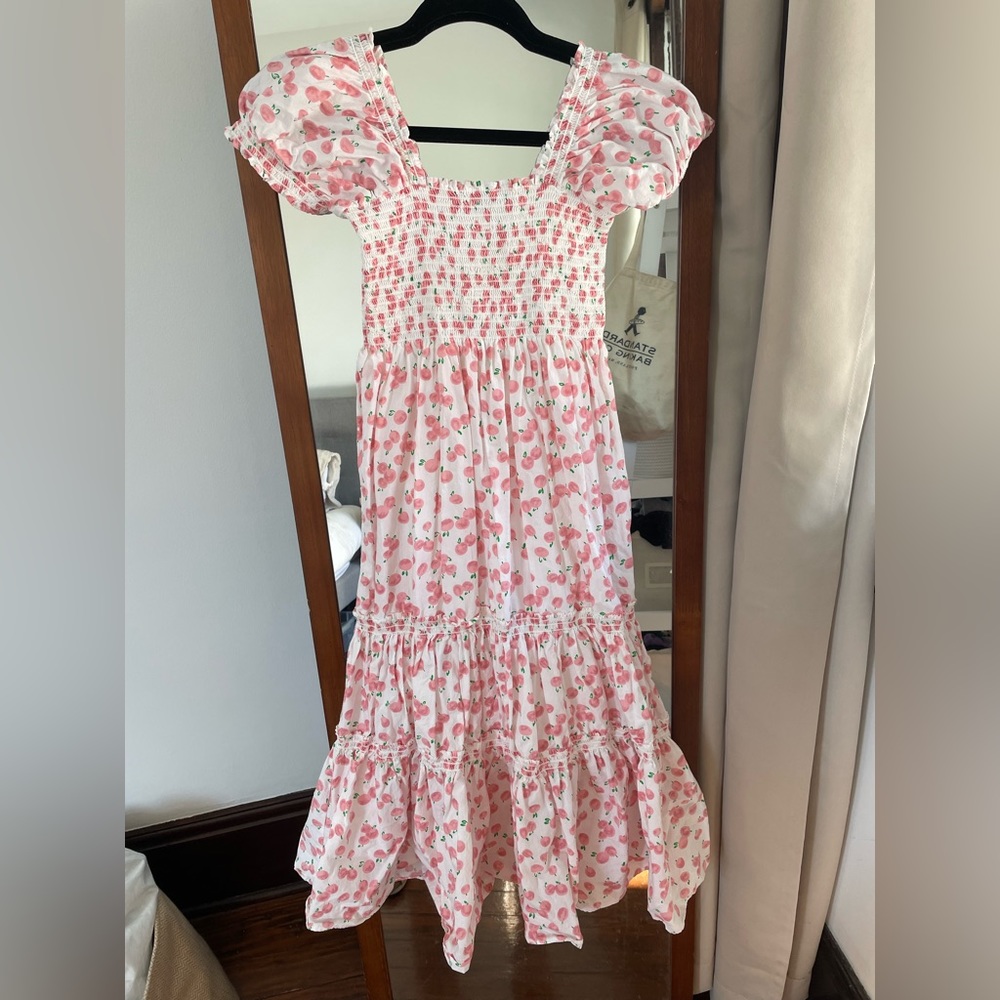 Few Moda pink pattern puff sleeve nap dress